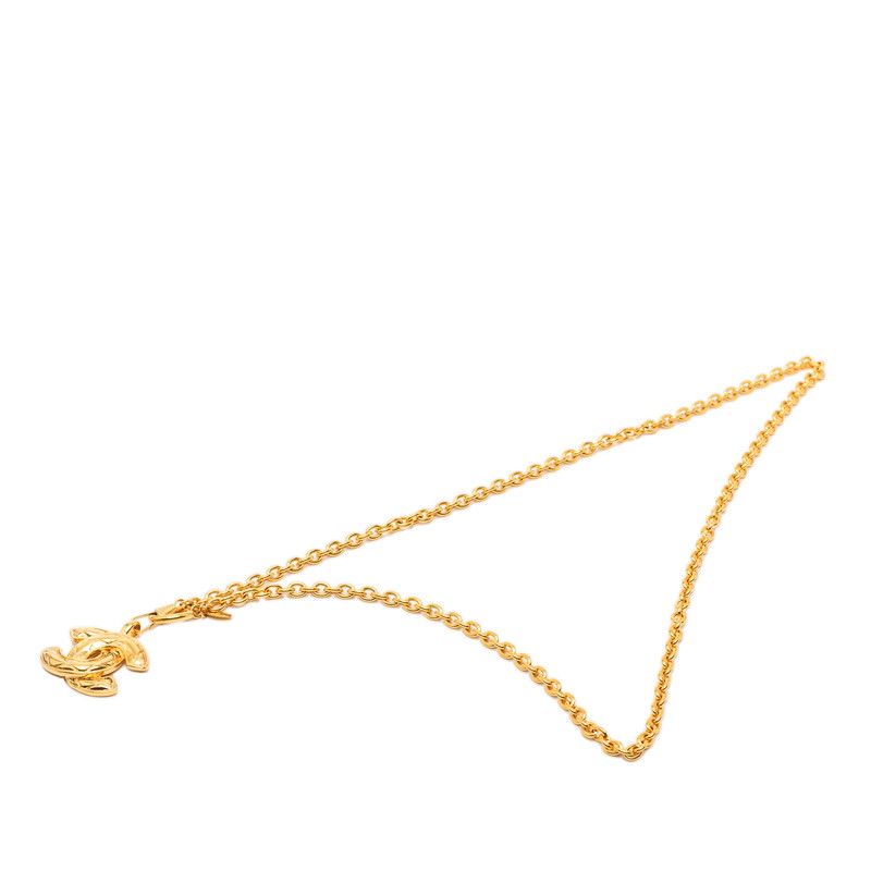 Chanel Quilted CC Logo Long Necklace Gold Plated