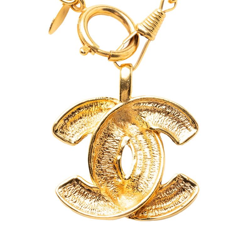 Chanel Quilted CC Logo Long Necklace Gold Plated