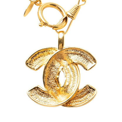 Chanel Quilted CC Logo Long Necklace Gold Plated