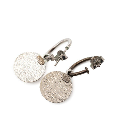Chanel CC Logo Earrings Silver Metal