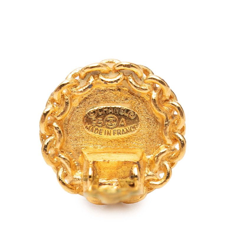 Chanel CC Logo Earrings Gold Plated