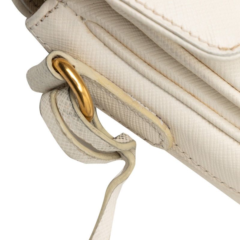 Prada 2-Way Shoulder Bag White Saffiano Leather