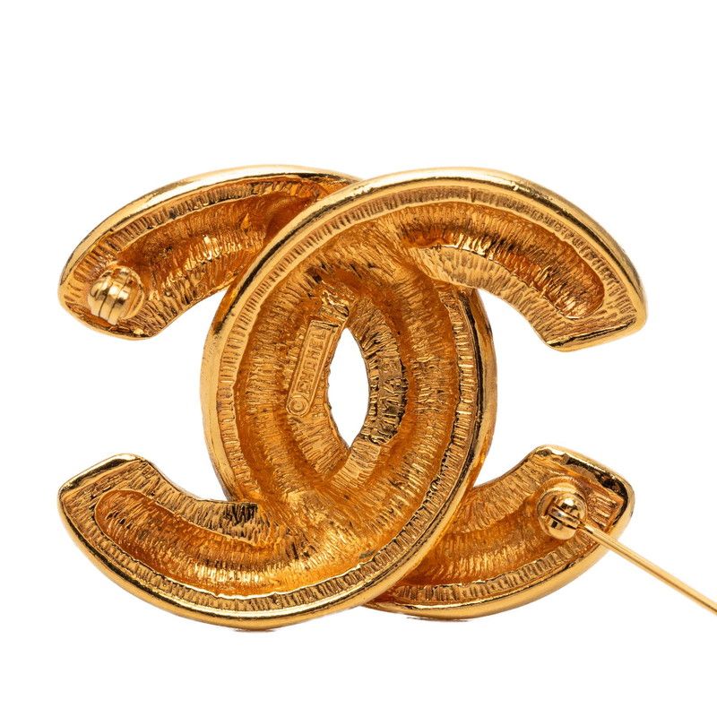 Chanel CC Logo Quilted Brooch Gold Plated