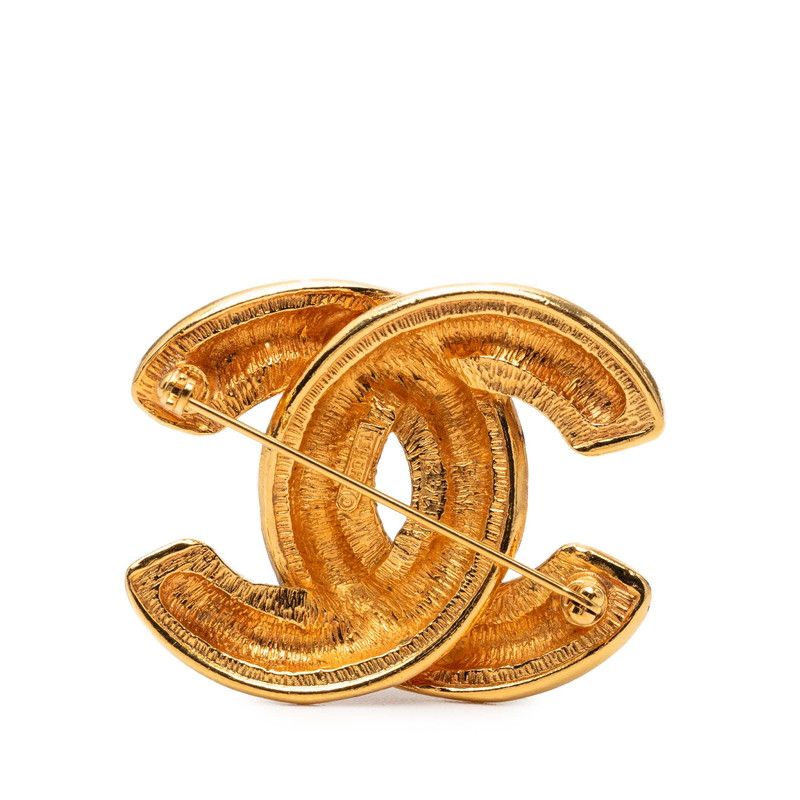 Chanel CC Logo Quilted Brooch Gold Plated
