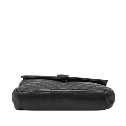 Saint Laurent Carre 2-Way Shoulder Bag Black Leather