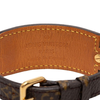 Louis Vuitton Monogram Bracelet Porto a Dos Ribbon Name Tag Brown Leather