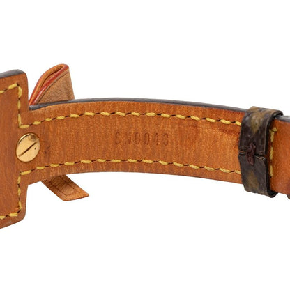 Louis Vuitton Monogram Bracelet Porto a Dos Ribbon Name Tag Brown Leather