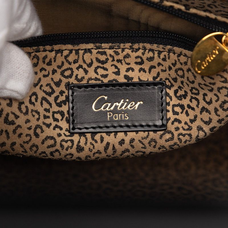 Cartier Panthere 2-Way Shoulder Bag Black Leather