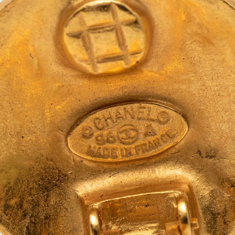 Chanel CC Logo Round Earrings Gold Plated