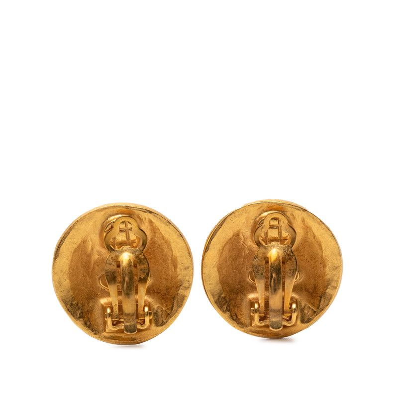 Chanel CC Logo Round Earrings Gold Plated