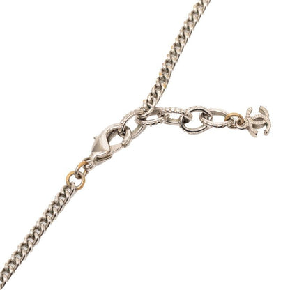 Chanel CC Logo Star Long Necklace Silver Metal Faux Pearl