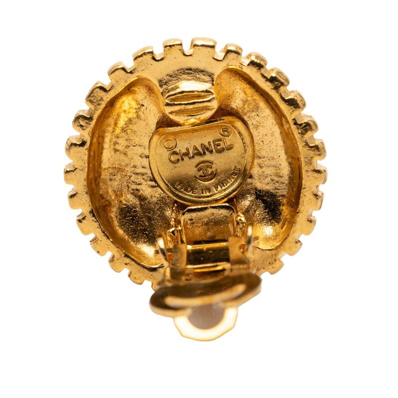Chanel CC Logo Earrings Gold Plated