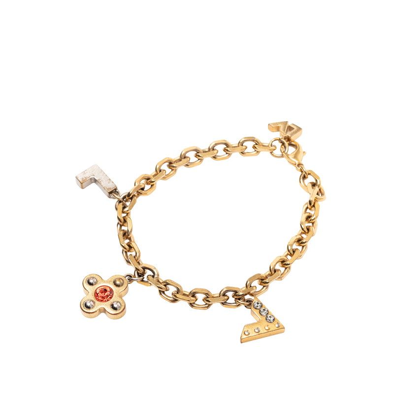 Louis Vuitton Love Letters Bracelet Gold Red Plated Line Stone