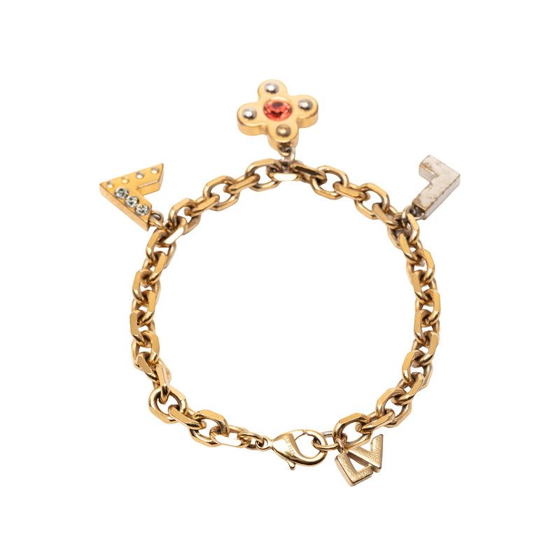 Louis Vuitton Love Letters Bracelet Gold Red Plated Line Stone