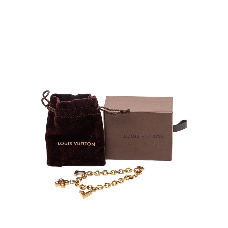 Louis Vuitton Love Letters Bracelet Gold Red Plated Line Stone