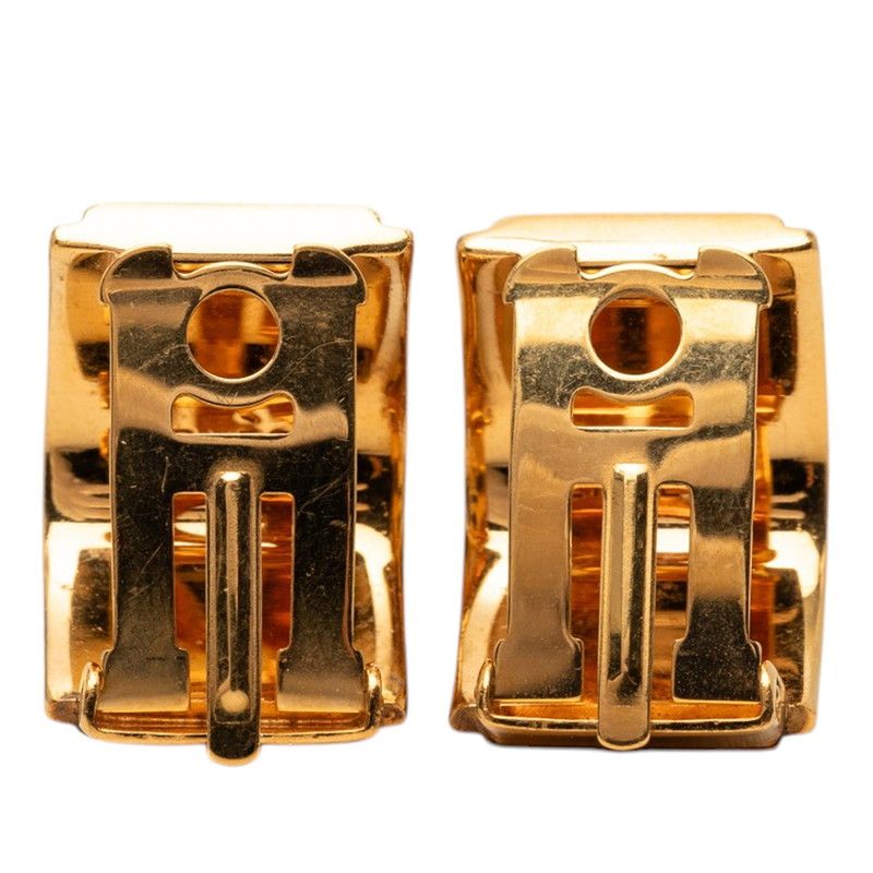 Hermes Rabbit Enamel Earrings Gold Multicolor Plated