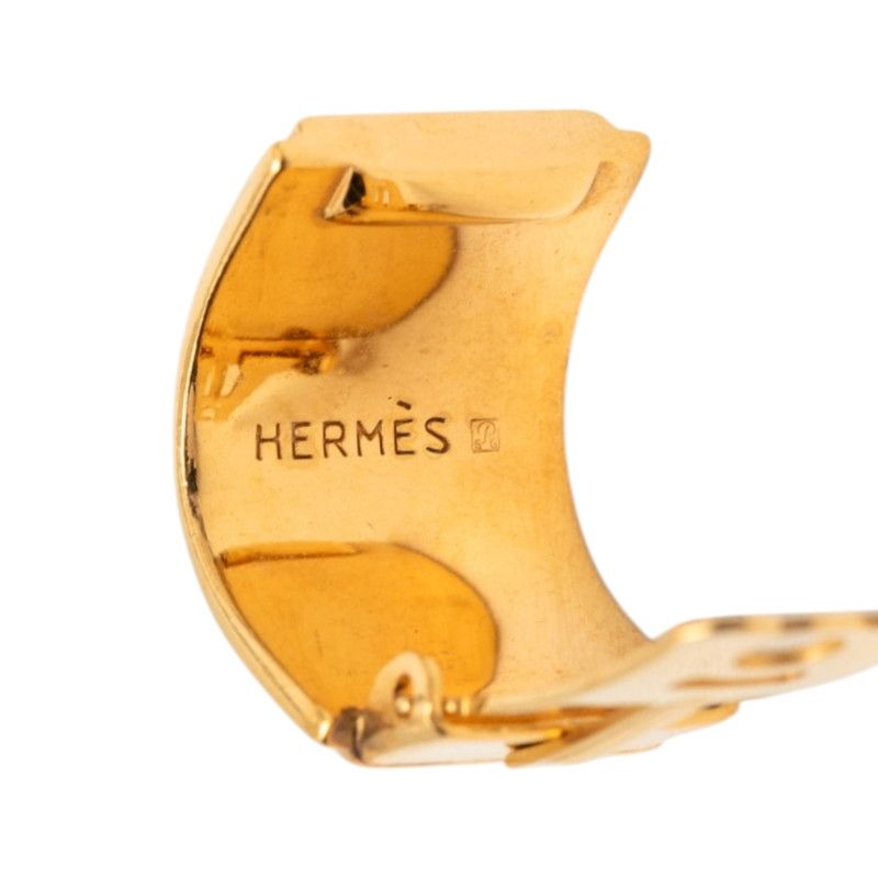 Hermes Rabbit Enamel Earrings Gold Multicolor Plated