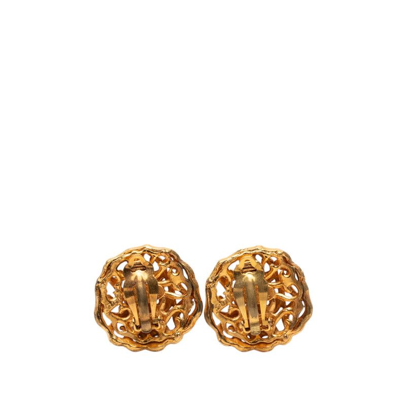 Chanel CC Logo Vintage Earrings Gold Plated