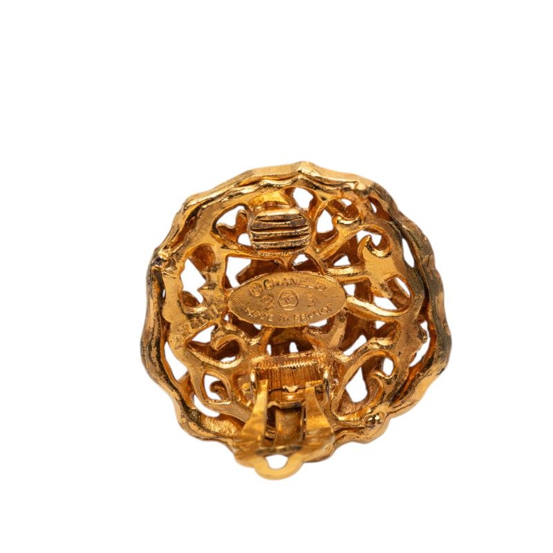Chanel CC Logo Vintage Earrings Gold Plated