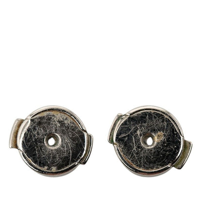 Hermes Cage de Ash Cube Earrings Silver Beige Metal Enamel
