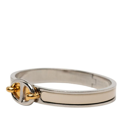 Hermes Mini Click Chaine D'ancre PM Bangle Silver Ivory Gold Metal Enamel