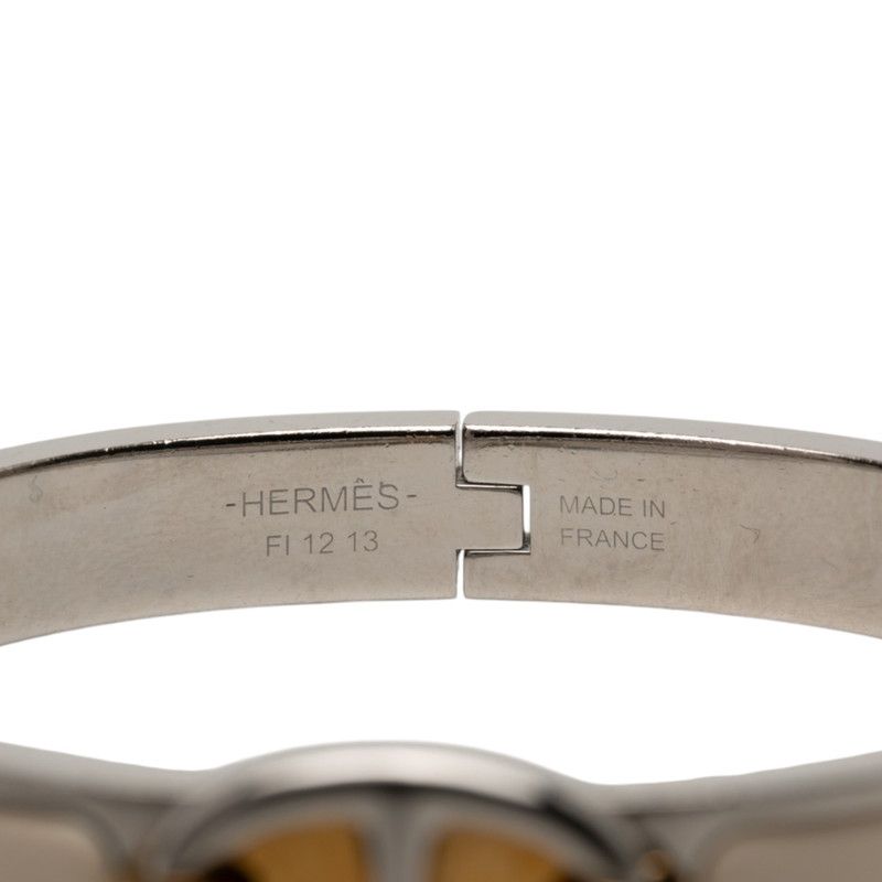 Hermes Mini Click Chaine D'ancre PM Bangle Silver Ivory Gold Metal Enamel