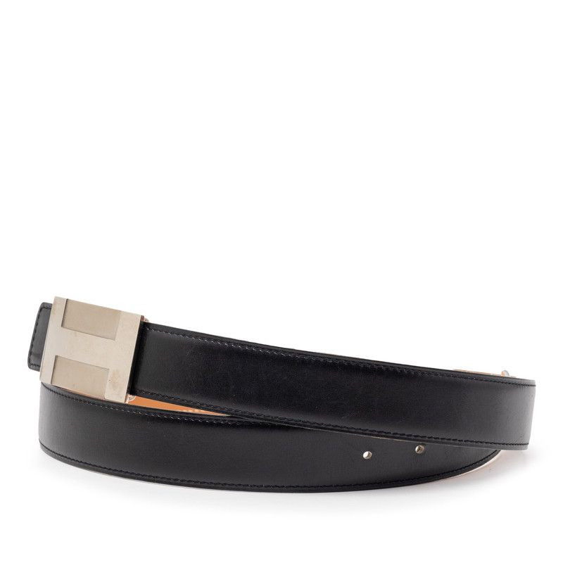 Hermes Plate Belt Black Leather