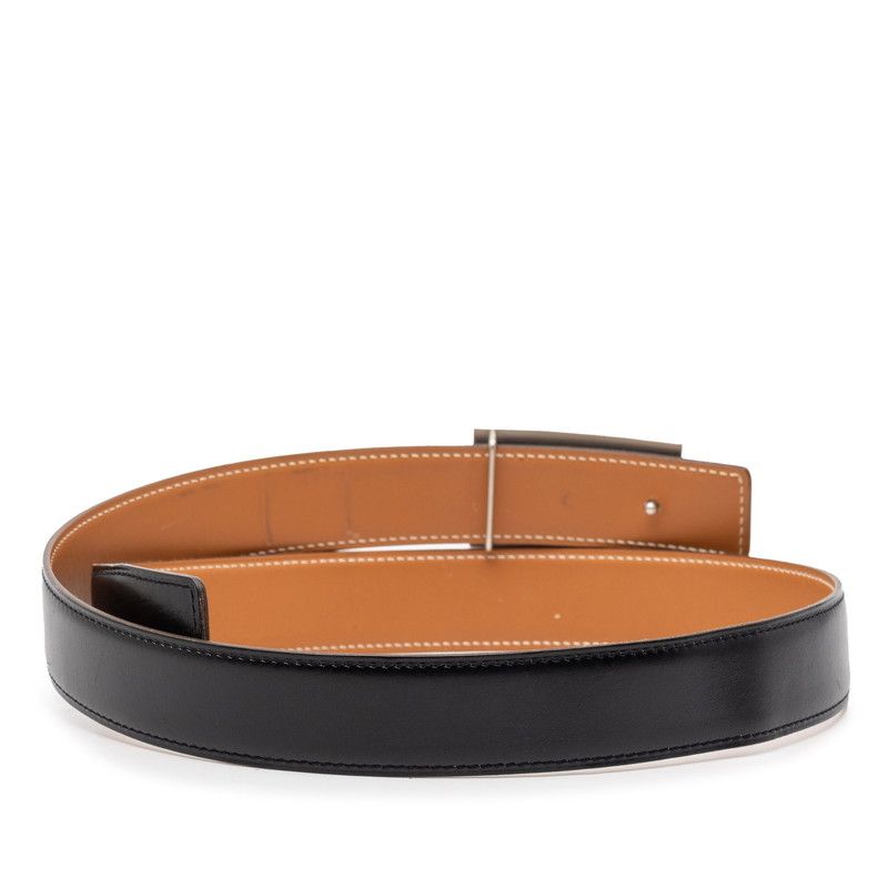 Hermes Plate Belt Black Leather