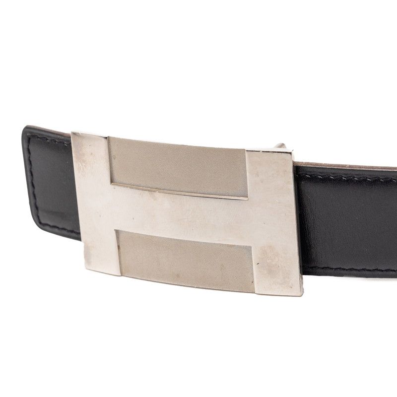 Hermes Plate Belt Black Leather
