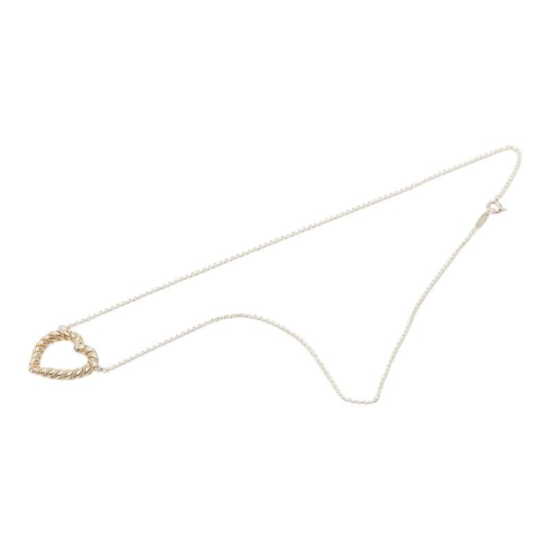 Tiffany & Co Twisted Heart Necklace Silver Gold 18k Yellow Combination