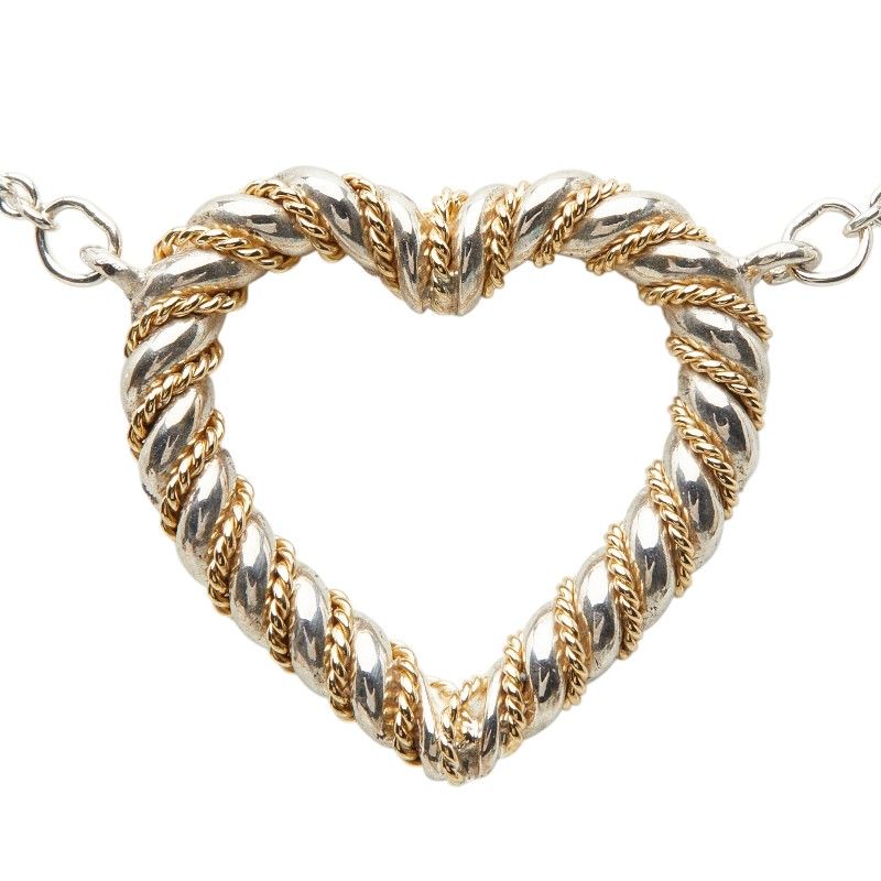 Tiffany & Co Twisted Heart Necklace Silver Gold 18k Yellow Combination