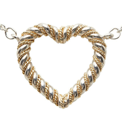 Tiffany & Co Twisted Heart Necklace Silver Gold 18k Yellow Combination