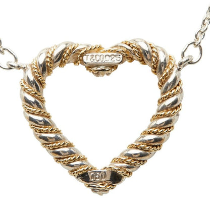 Tiffany & Co Twisted Heart Necklace Silver Gold 18k Yellow Combination