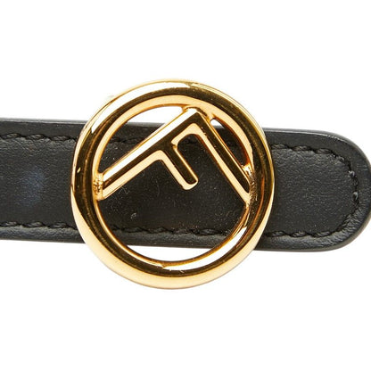 Fendi IS Logo Reversible Belt 75 30 Black Gold Leather