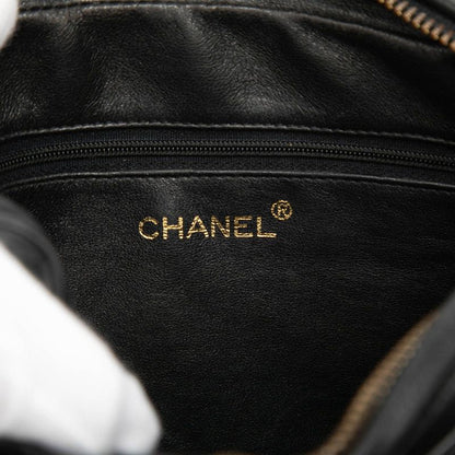 Chanel Quilted CC Logo Tassel Chain Shoulder Bag Black Lambskin