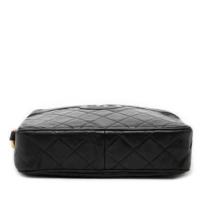Chanel Quilted CC Logo Tassel Chain Shoulder Bag Black Lambskin