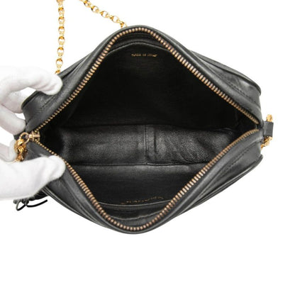 Chanel Quilted CC Logo Tassel Chain Shoulder Bag Black Lambskin