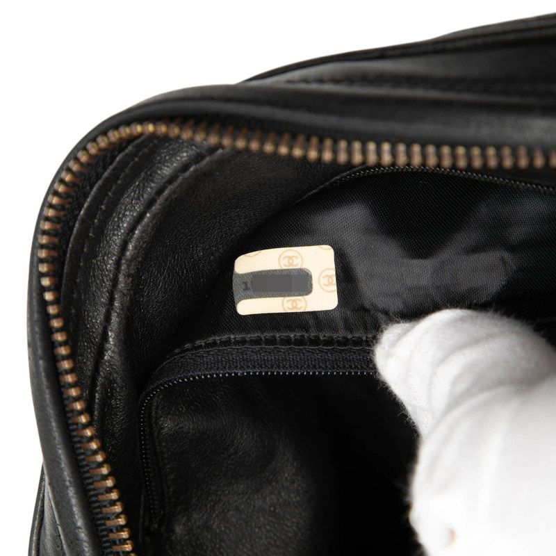 Chanel Quilted CC Logo Tassel Chain Shoulder Bag Black Lambskin
