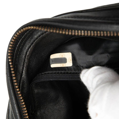 Chanel Quilted CC Logo Tassel Chain Shoulder Bag Black Lambskin