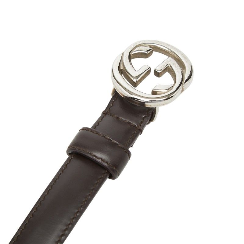 Gucci Interlocking Logo Buckle Belt 70 28 Dark Brown Leather