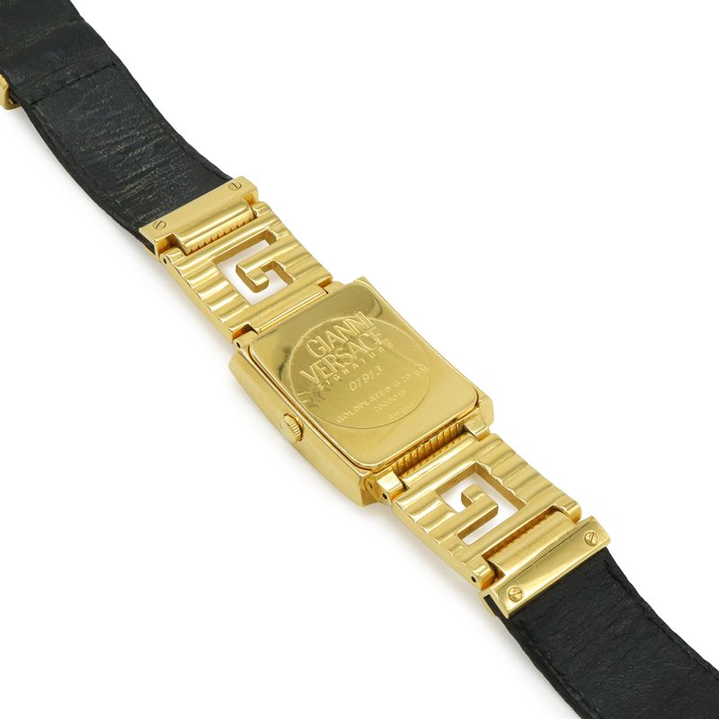 Versace Medusa Gold Dial Leather Quartz Watch