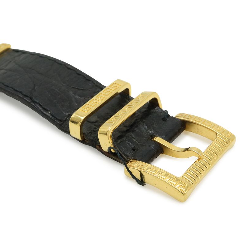 Versace Medusa Gold Dial Leather Quartz Watch