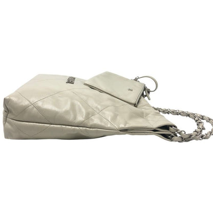 Chanel Shoulder Bag 22 Small CC Logo Calfskin Gray