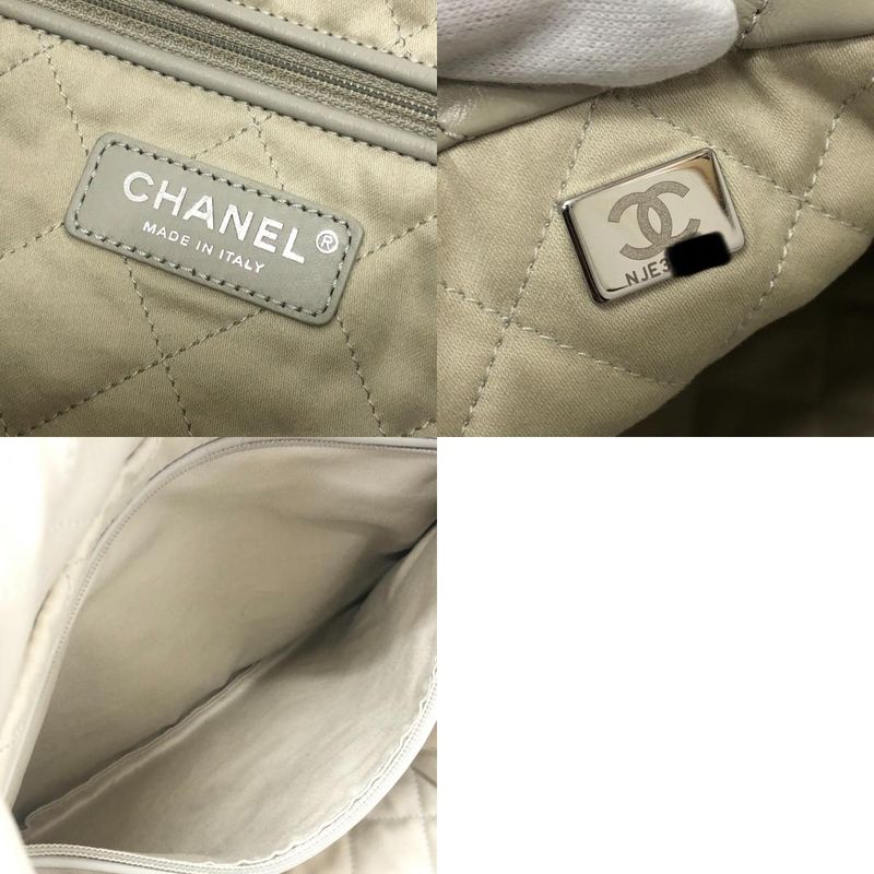 Chanel Shoulder Bag 22 Small CC Logo Calfskin Gray