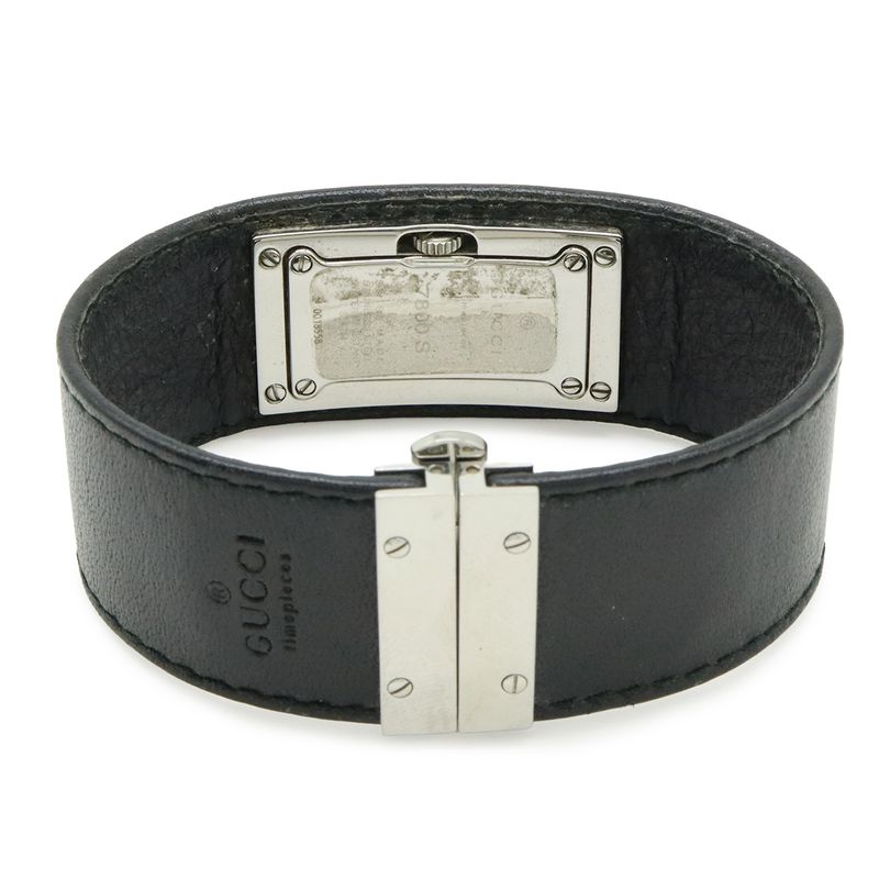 Gucci Black Dial SS Leather Quartz Watch
