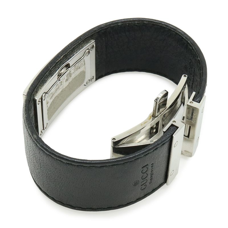 Gucci Black Dial SS Leather Quartz Watch