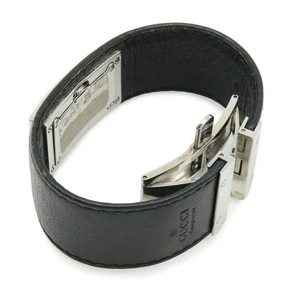 Gucci Black Dial SS Leather Quartz Watch