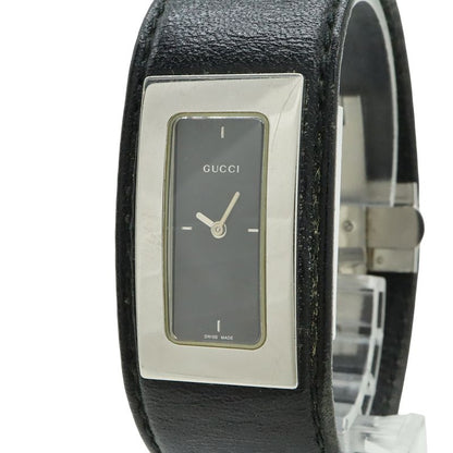 Gucci Black Dial SS Leather Quartz Watch