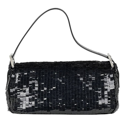 Fendi Zucca Logo Mamma Bucket Shoulder Bag Leather Black