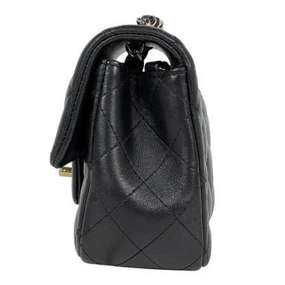 Chanel Quilted Single Flap Chain Shoulder Bag CC Logo Leather Black